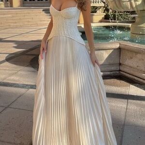 Fashion Nova Strapless Cream Gown